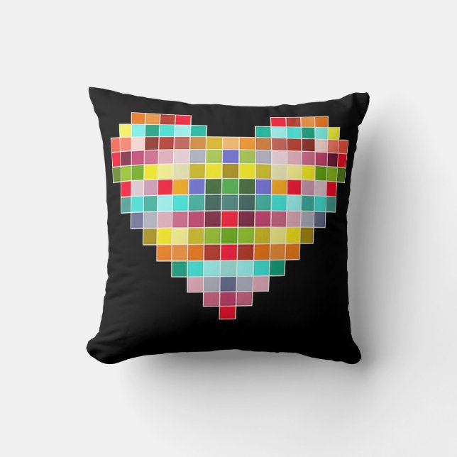 Square Pixelated Game Heart by Sasha JR  Throw Pillow (Front)