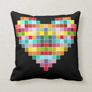 Square Pixelated Game Heart by Sasha JR  Throw Pillow