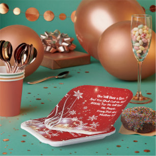 Square Plate 7" She Will Bear A Son Party Xmas