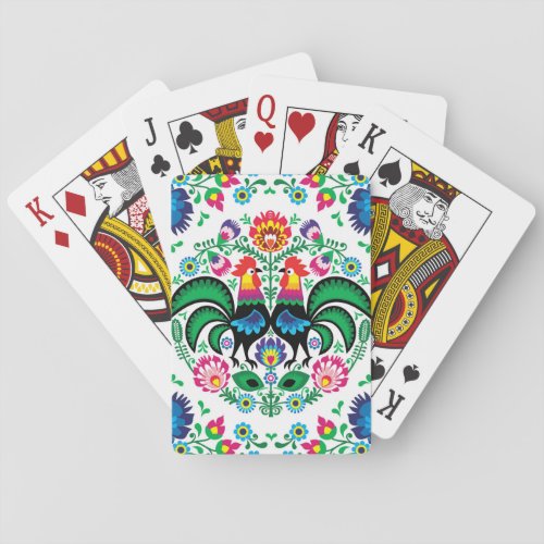 Square Polish Rooster Pattern Poker Cards