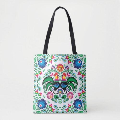 Square Polish Rooster Pattern Tote Bag