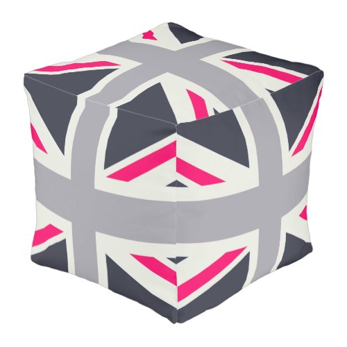 Square Pouch UK Flag GrayRose Pouf