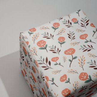 Square Pouf – Red Poppies & Leaves