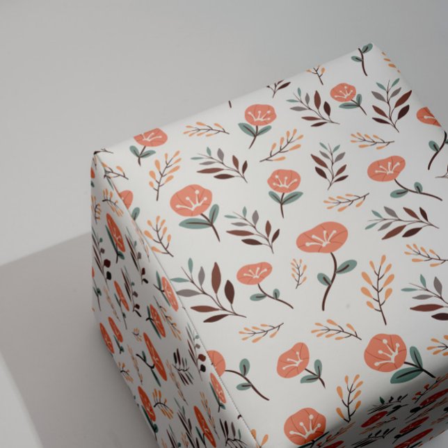 Square Pouf – Red Poppies & Leaves (Creator Uploaded)