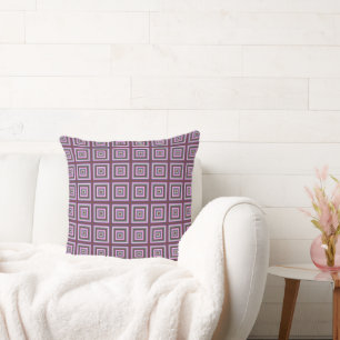 Square Prisms Magenta Navy White Grey Throw Pillow