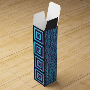 Square Prisms Navy Turquoise Purple Green White Wine Box