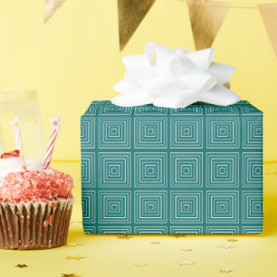 Square Prisms Turquoise White Wrapping Paper