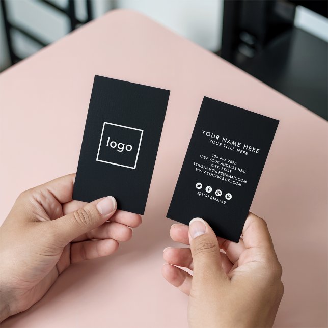 Square professional black add your custom logo business card (Square professional black add your custom logo)