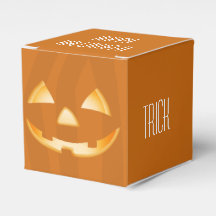 Square Pumpkin Halloween Favor Box -Trick or Treat