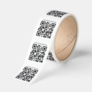 Square QR Code Roll of Stickers with Custom Text