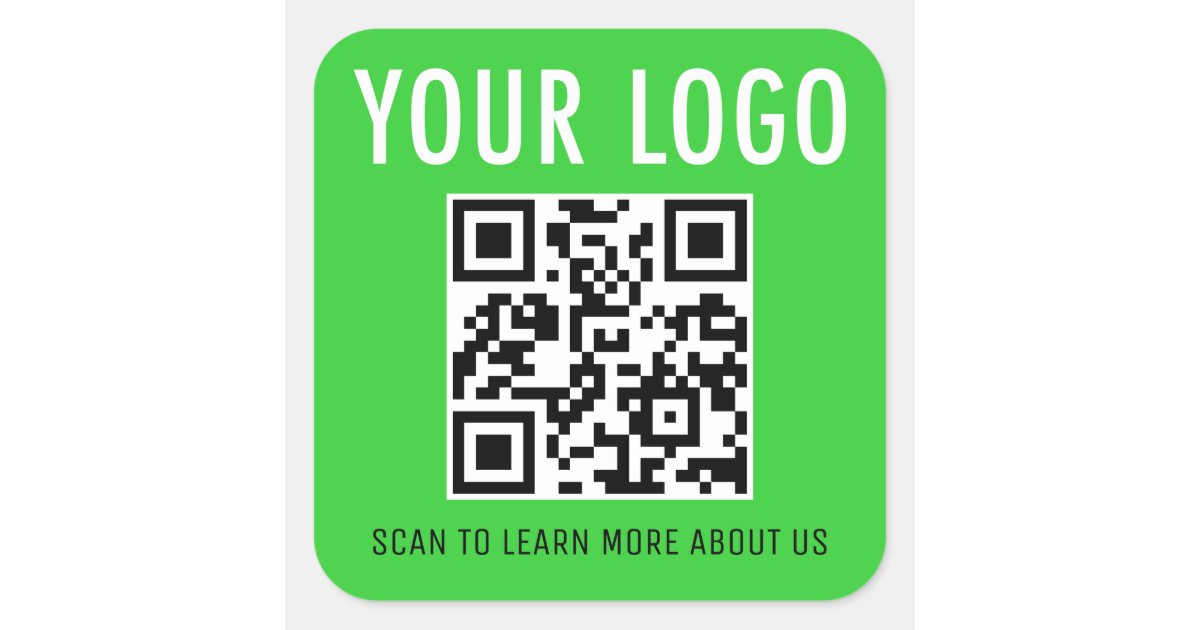 Square Qr Code Sticker Square QR Code Stickers Company Logo Lime Green | Zazzle