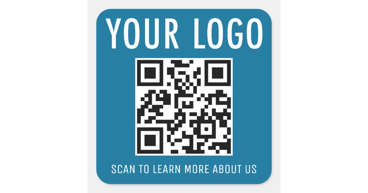 Square Qr Code Sticker Square QR Code Stickers Custom Logo Ocean Sea Blue | Zazzle