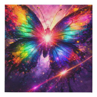 Square Rainbow Paint Splatter Decor Faux Canvas Print