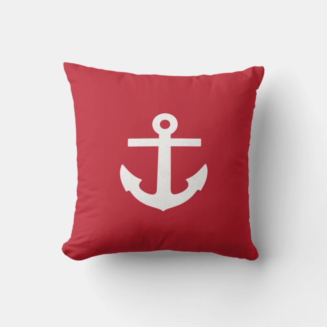 Square Red Anchor Pillow (Front)