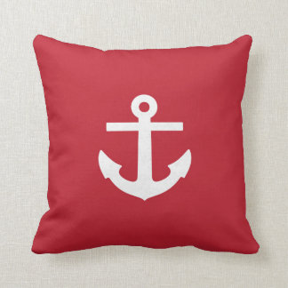Square Red Anchor Pillow