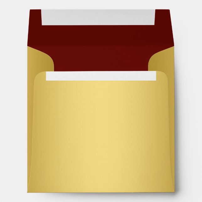 Square Red and Gold Linen Envelope (Back (Bottom))