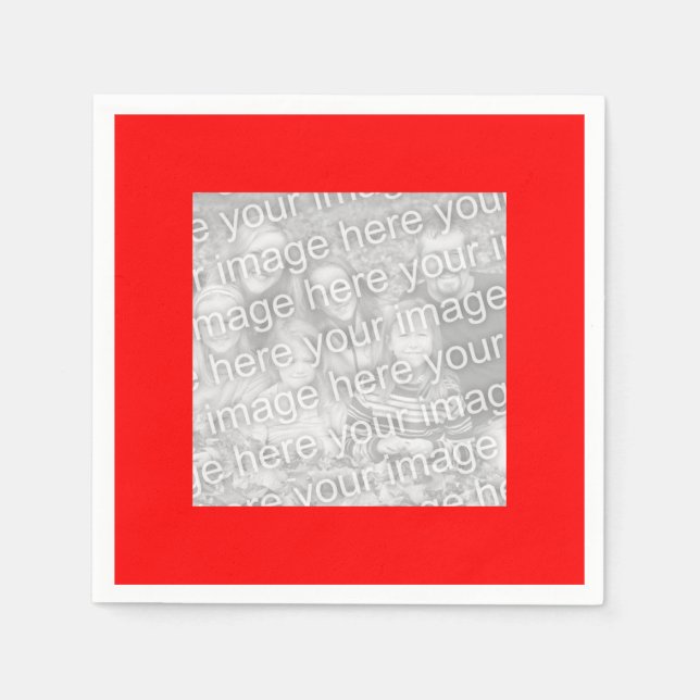 Square Red Border Photo Paper Napkins (Front)