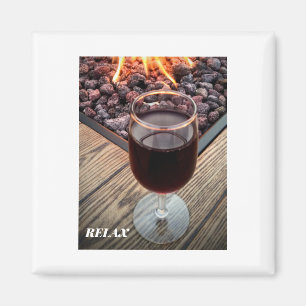 SQUARE REFRIGERATOR  MAGNET WINE GLASS FIRE PIT