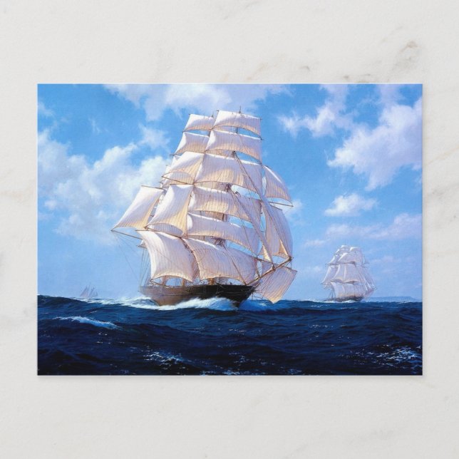 Square riggers under full sail postcard (Front)