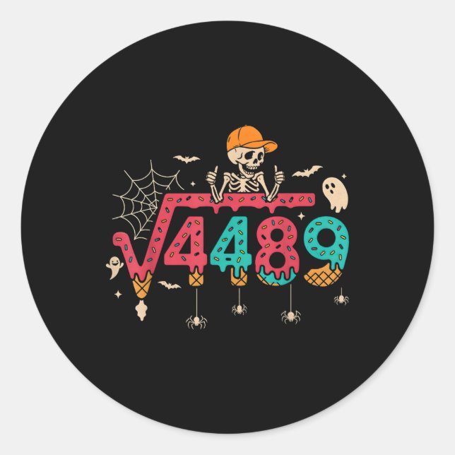 Square Root 4489 Math Teacher Funny 67 Meme Hallow Classic Round Sticker (Front)