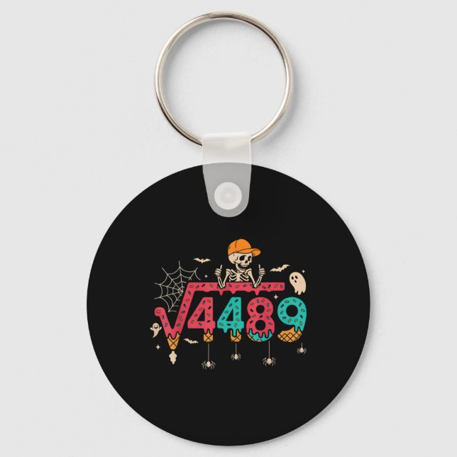Square Root 4489 Math Teacher Funny 67 Meme Hallow Keychain (Front)