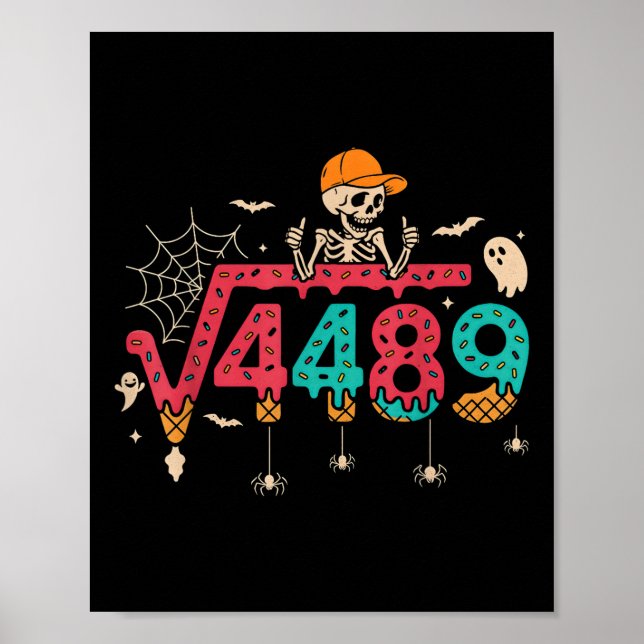 Square Root 4489 Math Teacher Funny 67 Meme Hallow Poster (Front)