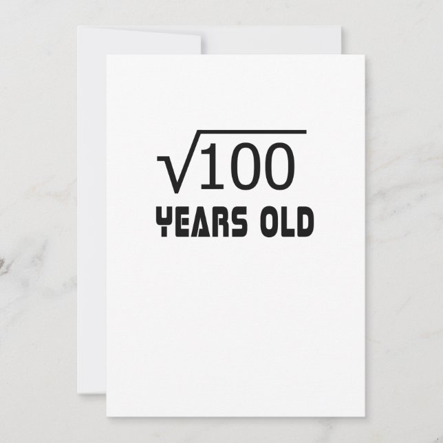 Square Root of 100 10 yrs years old 10th birthday Card (Front)