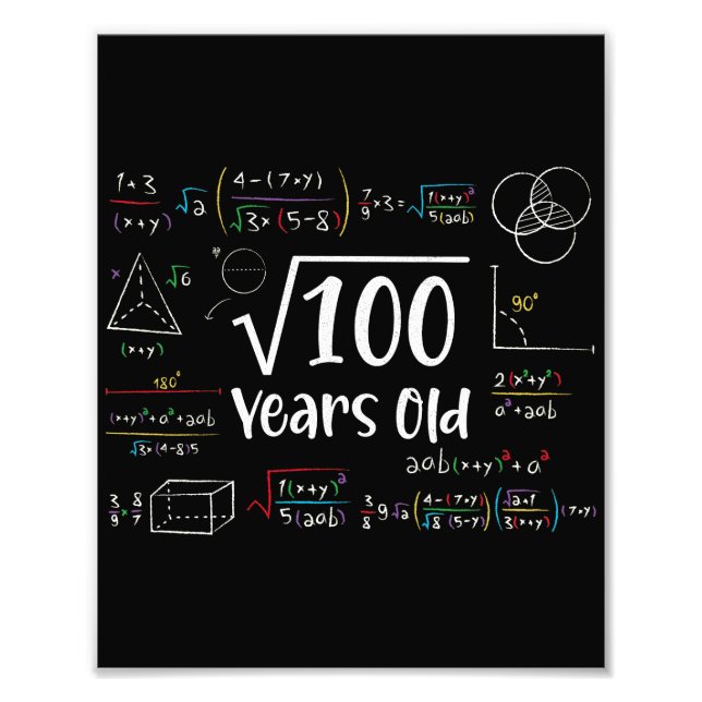 Square Root of 100 10th Birthday 10 Year Old Gifts Photo Print (Front)