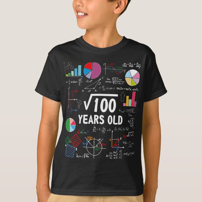 Square Root Of 100 10th Birthday 10 Year Old Gifts T-Shirt (Front)