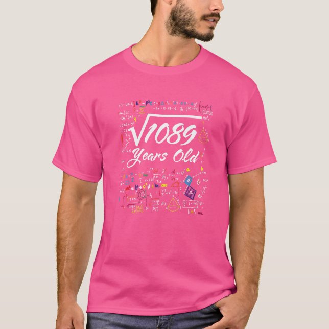 Square Root Of 1089 33rd Birthday 33 Years Old Mat T-Shirt (Front)