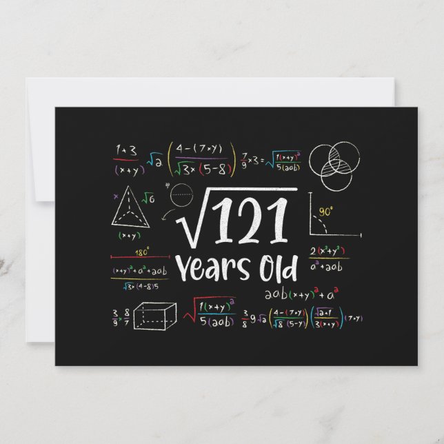 Square Root of 121 11th Birthday 11 Year Old Gifts Invitation (Front)