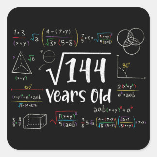 Square Root of 144 12th Birthday 12 Year Old Gifts Sticker