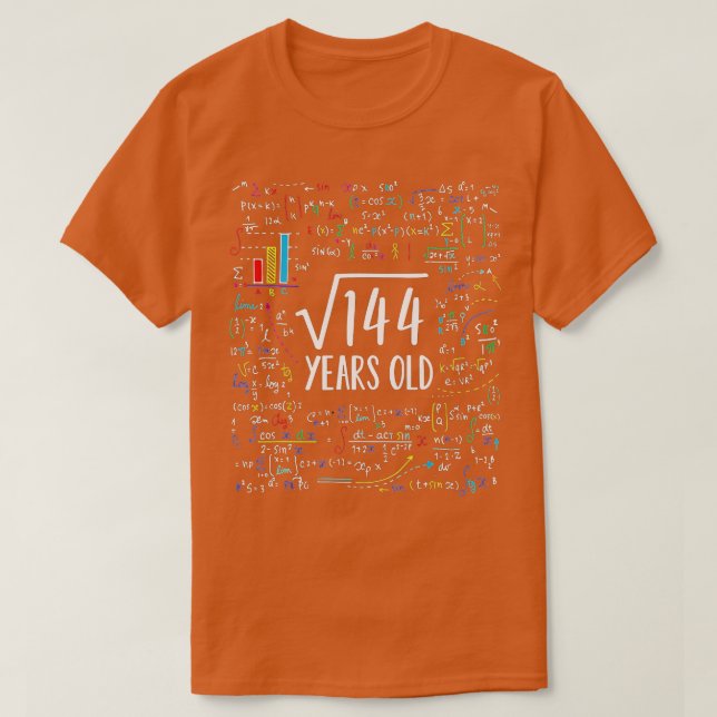 Square Root Of 144 12th Birthday 12 Year Old Gifts T-Shirt (Design Front)