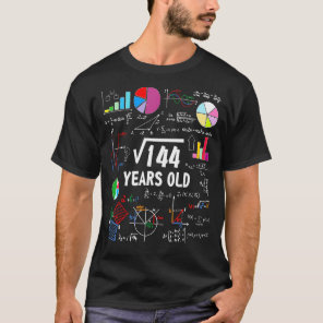 Square Root Of 144 12th Birthday 12 Year Old Math  T-Shirt