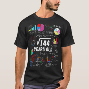 Square Root Of 144 12th Birthday 12 Year Old Math T-Shirt