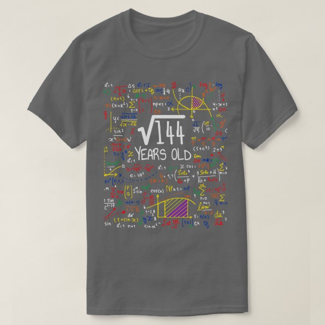 Square Root Of 144 12th Birthday Gift T-Shirt (Design Front)