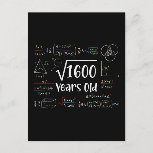 Square Root of 1600 40th Birthday 40 Year Old Gift