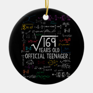 Square Root Of 169 13 Years Old Official Birthday Ceramic Ornament