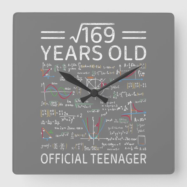 Square Root Of 169,13 Years Old, Official Teenager Wall Clock (Front)