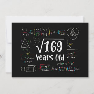 Square Root of 169 13th Birthday 13 Year Old Gifts Invitation