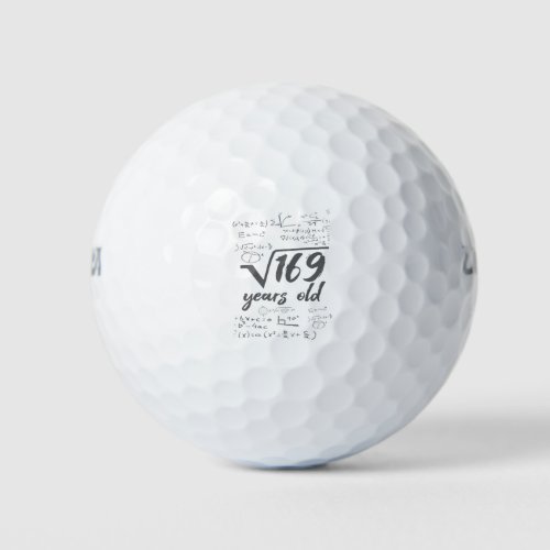 Square Root of 169 13th Birthday 13 Years Old Math Golf Balls
