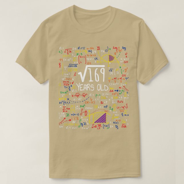 Square Root Of 169 13th Birthday Gift T-Shirt (Design Front)