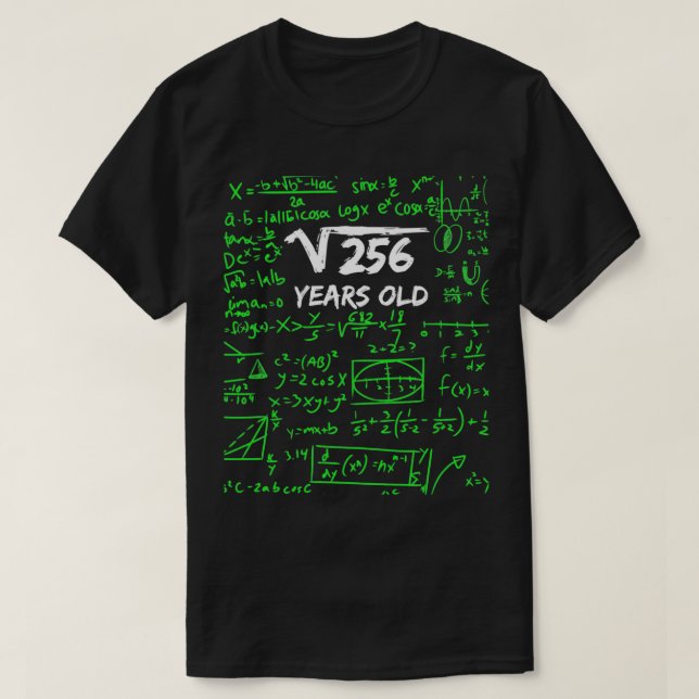 Square Root of 256  16th Birthday 16 Years Old Gif T-Shirt (Design Front)