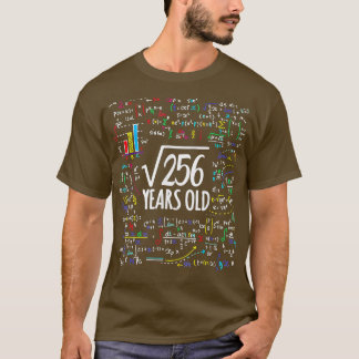 Square Root Of 256 16th Birthday 16 Years Old Math T-Shirt