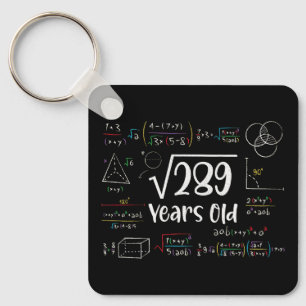 Square Root of 289 17th Birthday 17 Year Old Gifts Keychain