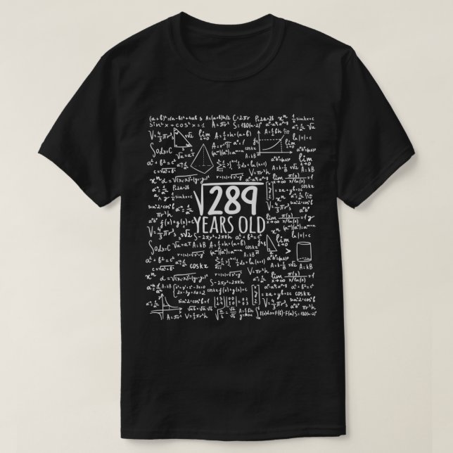 Square Root Of 289 17th Birthday 17 Year Old Gifts T-Shirt (Design Front)