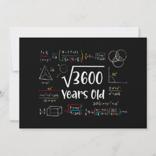 Square Root of 3600 60th Birthday 60 Year Old Gift Invitation