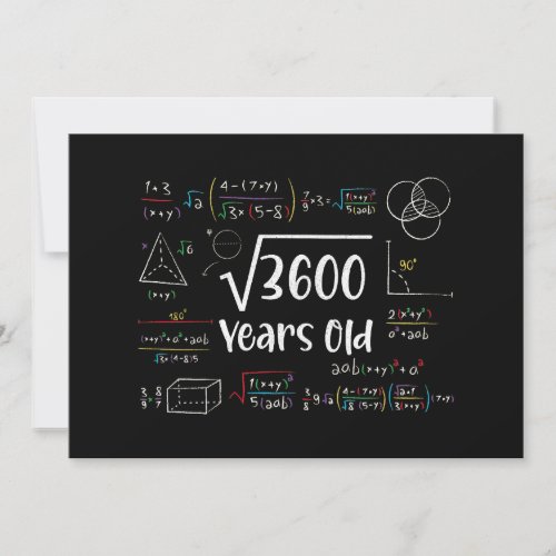 Square Root of 3600 60th Birthday 60 Year Old Gift