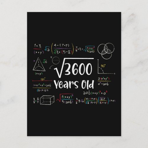 Square Root of 3600 60th Birthday 60 Year Old Gift