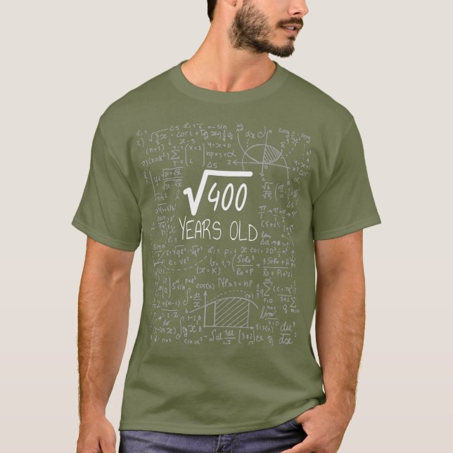 Square Root of 400 20 Years Old 20th Birthday T-Shirt (Front)